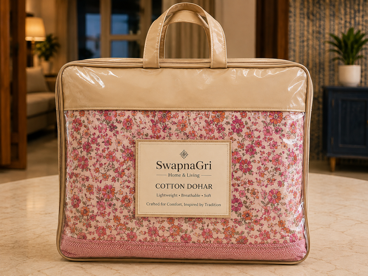 SwapnaGri cotton dohar storage bag with matching floral fabric