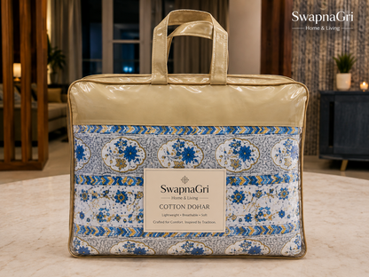 SwapnaGri blue floral cotton dohar packaging bag