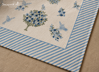 Detailed border and floral bird print of SwapnaGri cotton bedsheet