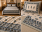 SwapnaGri cream and blue floral queen-size cotton bedsheet 90 × 108 inches with two matching pillow covers