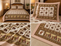 SwapnaGri cream and peach elephant floral cotton bedsheet with matching pillow covers
