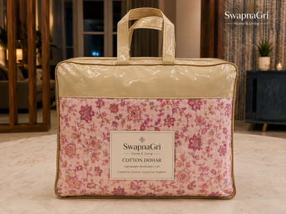 SwapnaGri Flora Cotton Dohar storage bag with floral print