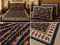 Navy blue floral cotton super king bedsheet complete set collage