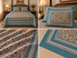 SwapnaGri Peach & Teal Floral Cotton King-Size Bedsheet with two matching pillow covers